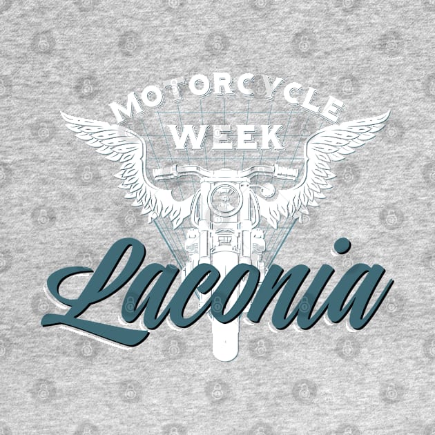 Laconia motorcycle week logo style - white and blue by PincGeneral